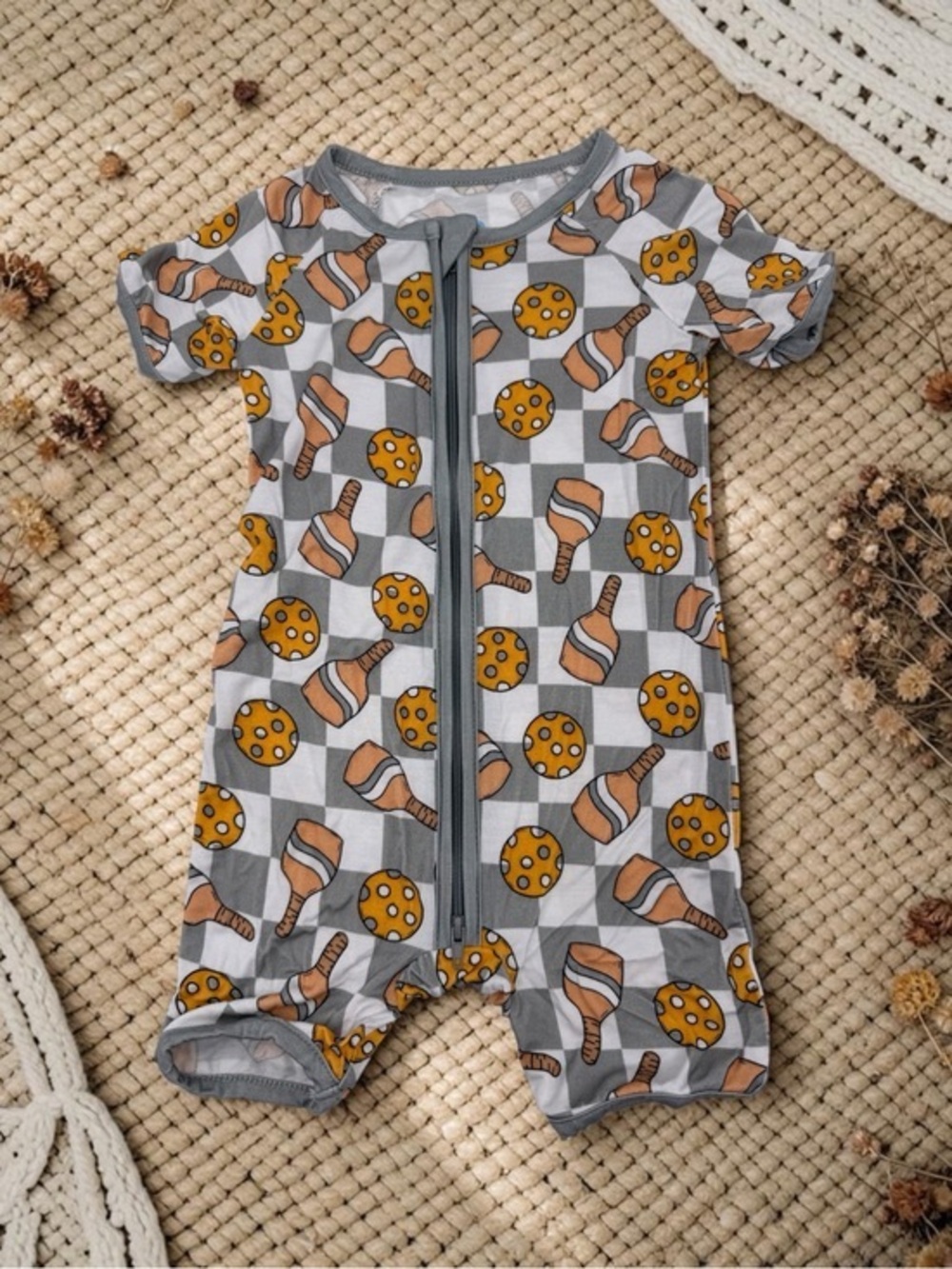 Little One Shop Pickleball Bamboo Short Romper 12-18 months